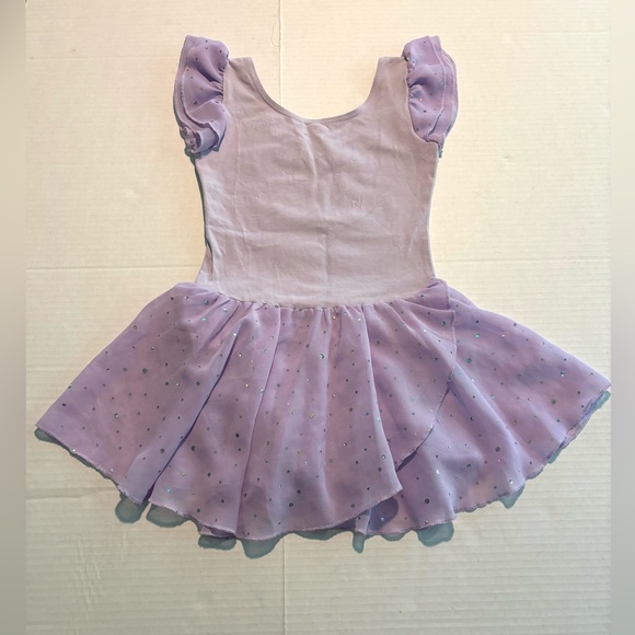 Dance Leotard Ruffle‎ Sleeves Arshiner Ballet Dress Sparkly Purple Lilac 130/4-5 - Picture 1 of 8